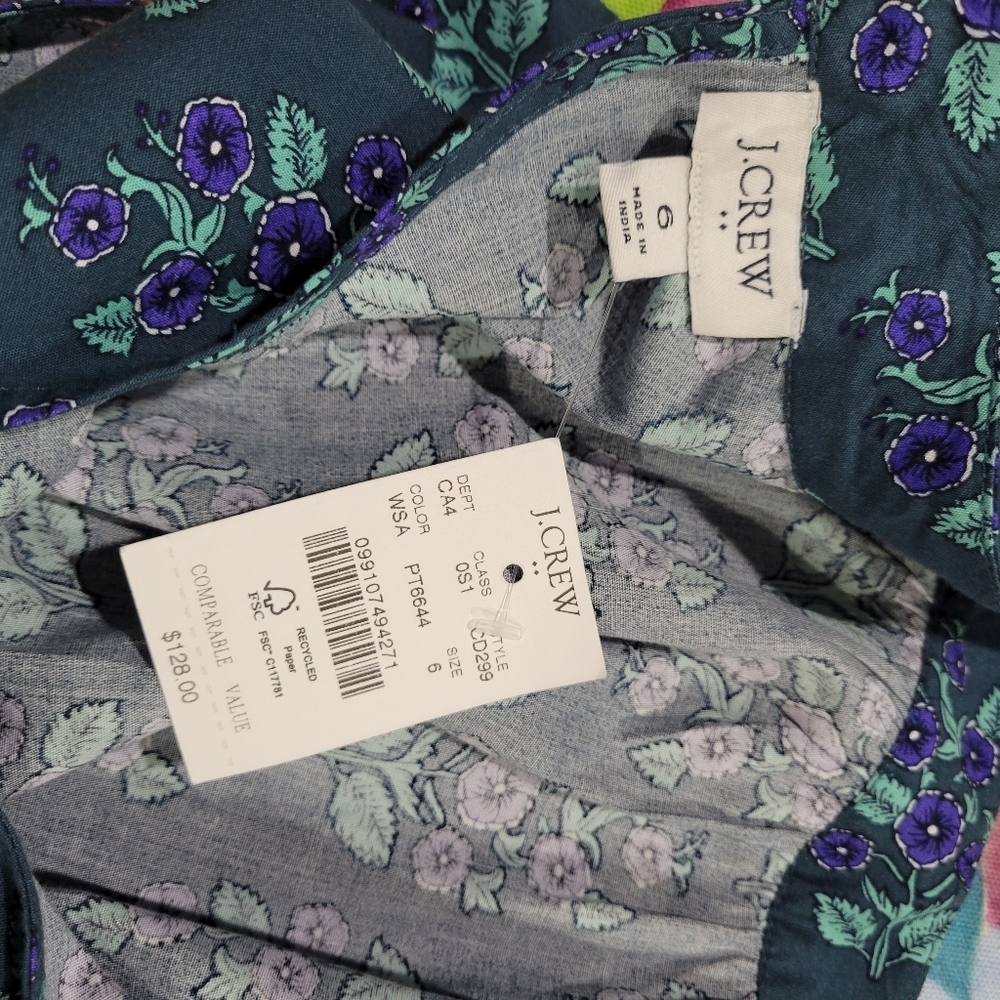 J Crew Factory Printed mockneck tiered midi dress CD299 NWT Size 6 - Picture 8 of 9